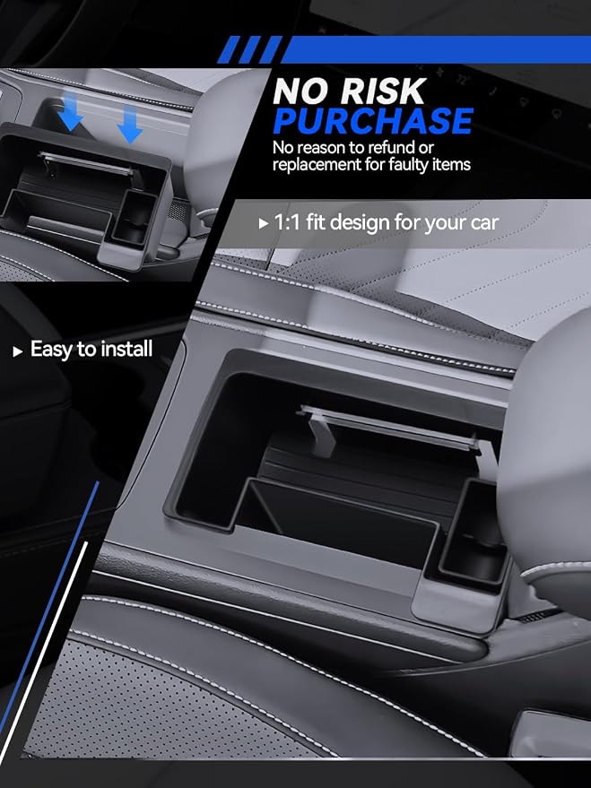for Tiguan Center Console Organizer 2025 2026 VW Tiguan Accessories Armrest Console Organizer & Front Center Console Storage Tray & Cup Holder 3PCS