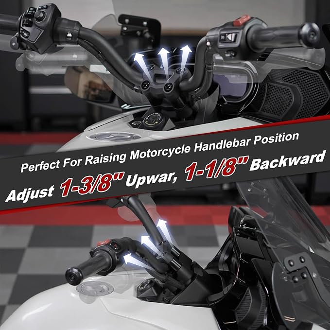 Aluminum 1-3/8" Rise Handlebar Riser Kit For Can Am Spyder F3/F3S/F3T/F3 Limited 2016+ & RT/RTS 2020+ Models|1-1/8" Backward Adjustable Bar Accessories (A)