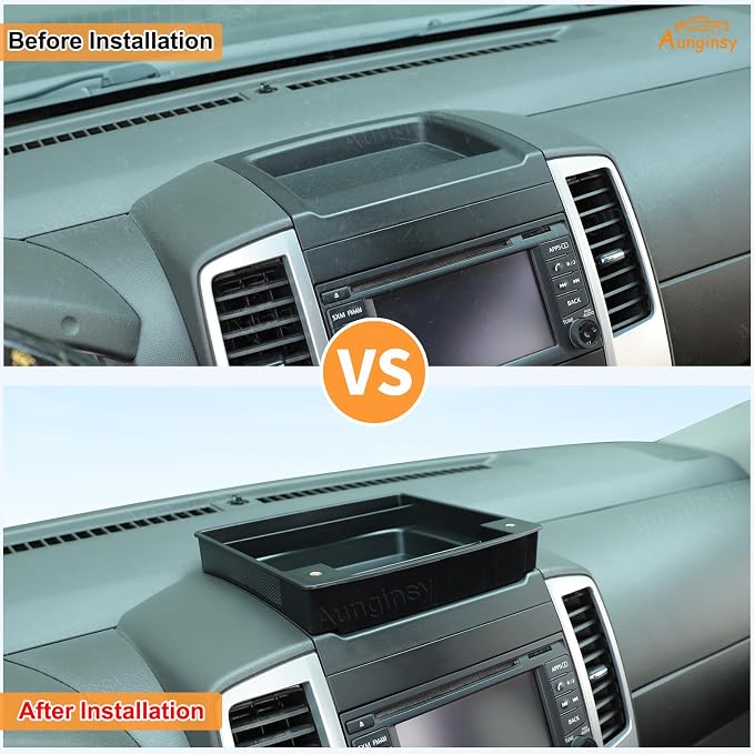 Aunginsy Center Console Dash Storage Tray Compatible with Nissan Frontier 2009-2017, Car Dashboard Storage Box Organizer Holder Tray Insert Mounted Tray ABS Interior Accessories, Without Phone Holder