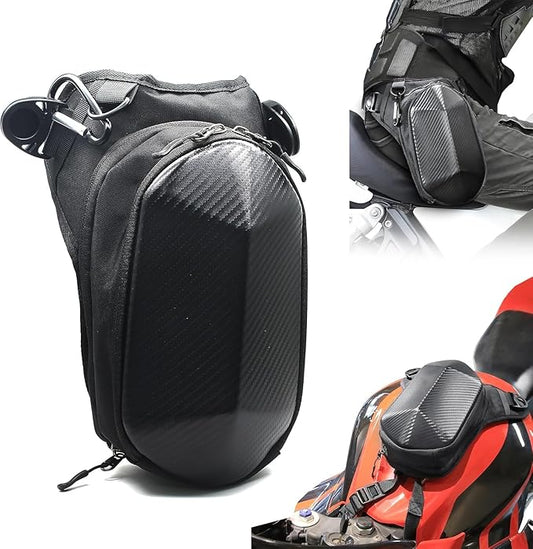 MZS Motorcycle Tank Bag, 4.5L Hard Shell Drop Leg Bag Thigh Waist Pack Magnetic Storage Bags for Men Women Cycling Hiking Running Black