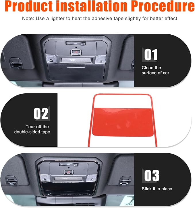 Daeiclru Front Reading Light Trim Panel Cover Compatible with Toyota Tacoma 2024 2025, Roof Reading Light Lamp Trim Cover Interior Decorative Accessories (Glossy Black)