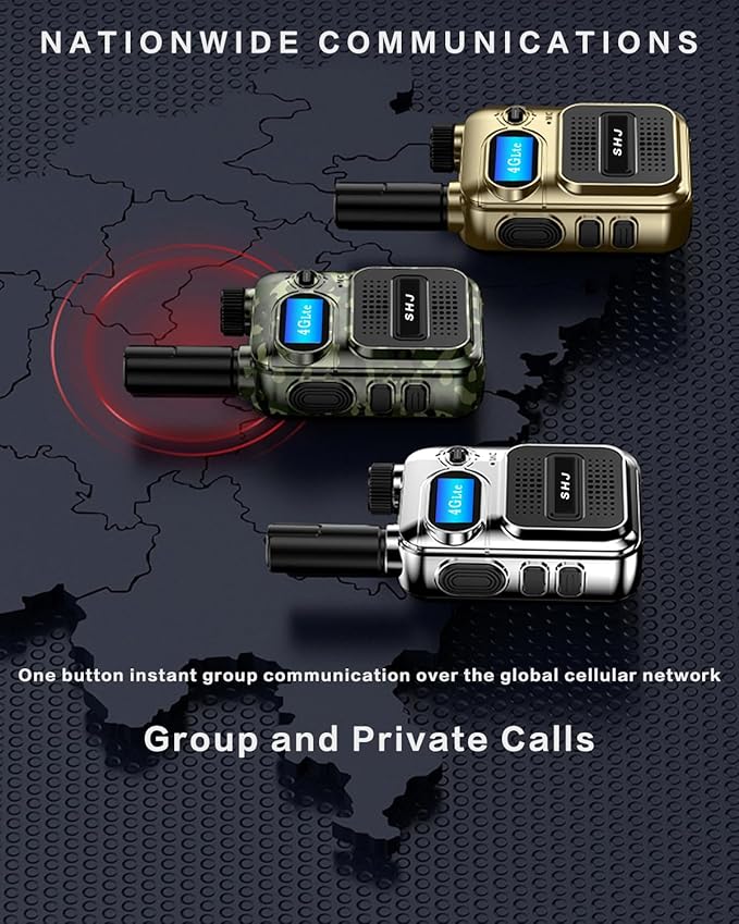 SHJ 4G PoC Radios with 1 Additional Yearly Sim Cards- Ultimate Communication Solution for Businesses and Teams walkie-Talkie Durable and White Silver (Black)