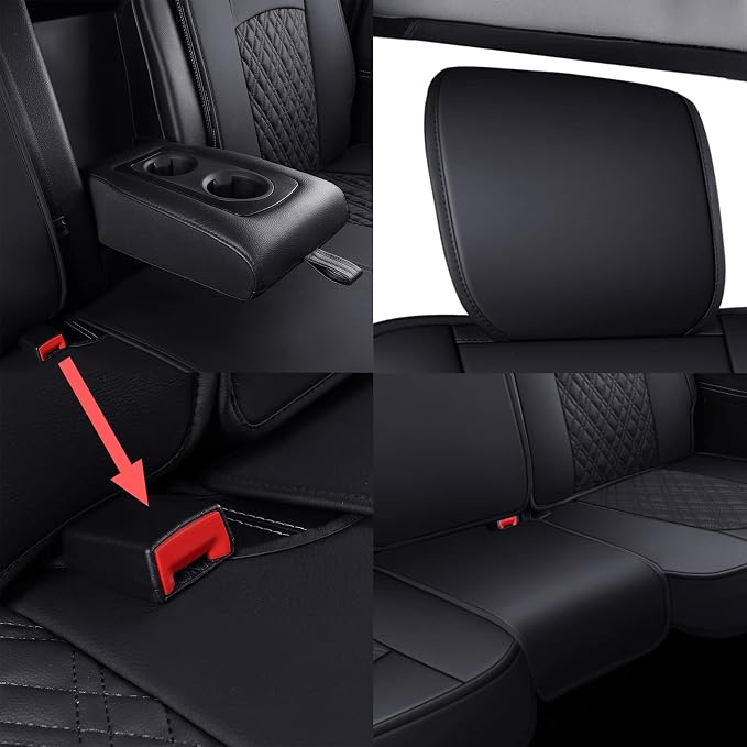 YIERTAI Car Seat Covers for Dodge Ram Fit 2009-2026 1500 2010-2026 2500 3500 Classic Bighorn Longhorn Laramie Tradesman Truck Black Rear