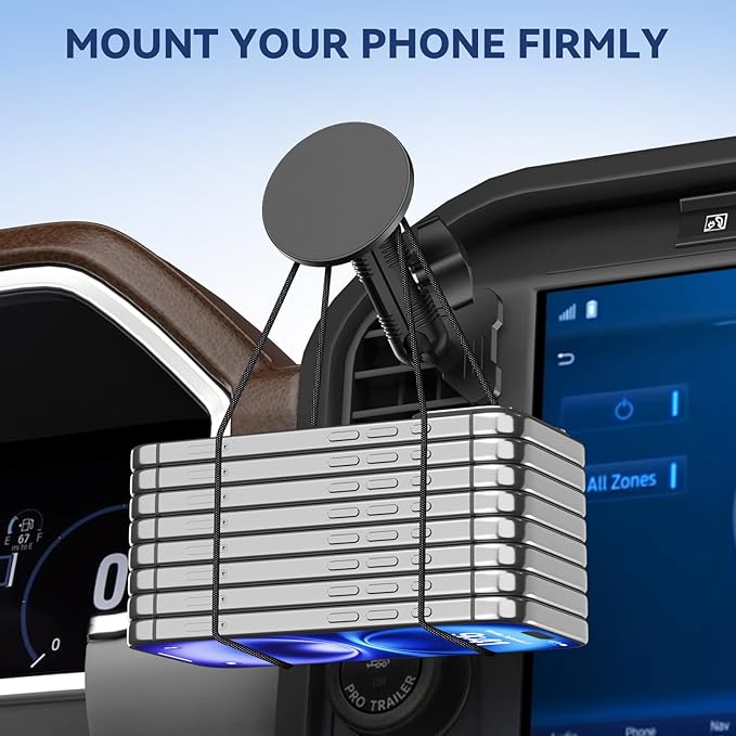 Surfcabin CNC Truck Air Vent Phone Holder, Magnetic Full Metal Phone Mount for F150, Phone Cradles Compatible with Ford F150 2021-2025 & Super Duty F250 F350 F450 2021-2025 and Most Cellphones