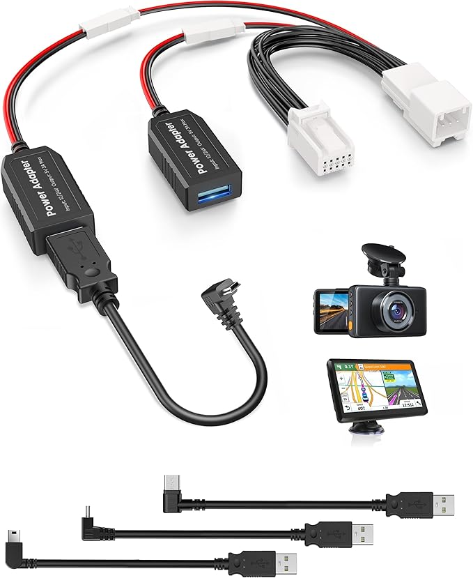 Dash Cam Power Adapter,(10P Type C)Fit Chrysler,Dodge Ram 1500/2500/3500,Jeep Cherokee/Grand Cherokee/Compass/Wagoneer,Connect Auto-Dimming Rearview Mirror,Power Adapter Cable for Dashcam Camera