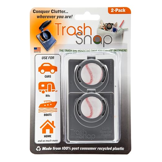 Reusable Bag Holders for Trash & Recycling | Eco-Friendly, Adhesive Clip System for Car, RV, Home, Travel, Boat | Recycled Plastic Baseball + Basketball + Football- 4 Pack