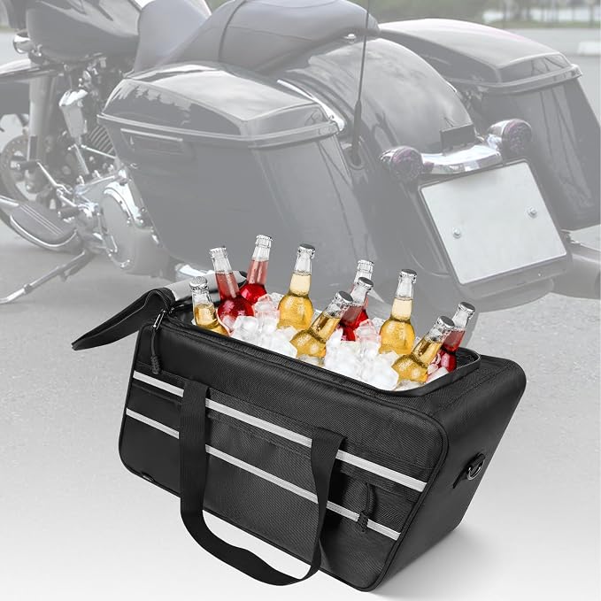 Motorcycle Saddlebag Cooler Liner Bag, Insulated Saddle Bag Compatible with 1993-2024 Harley Touring Electra Glide Road Glide Street Glide Road King with Detachable Shoulder Strap, 1 Pair