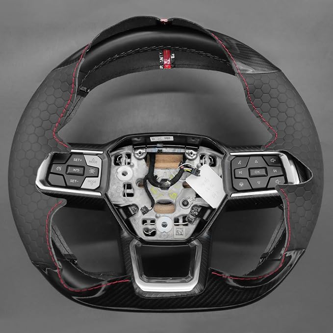 MEWANT Steering Wheel Cover for Ford Mustang 2024 Hand-Stitched Leather Steering Wheel Wrap