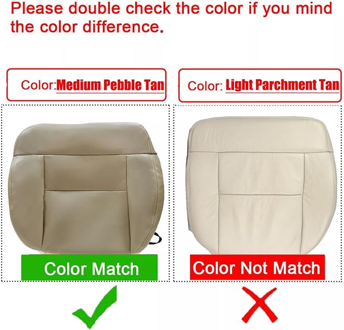 SecosAutoparts Driver & Passenger Side Bottom & Top Lean Back Leather Seat Covers Beige Tan Compatible with Ford F-150 Lariat XL XLT STX 2005 2006 2007 2008