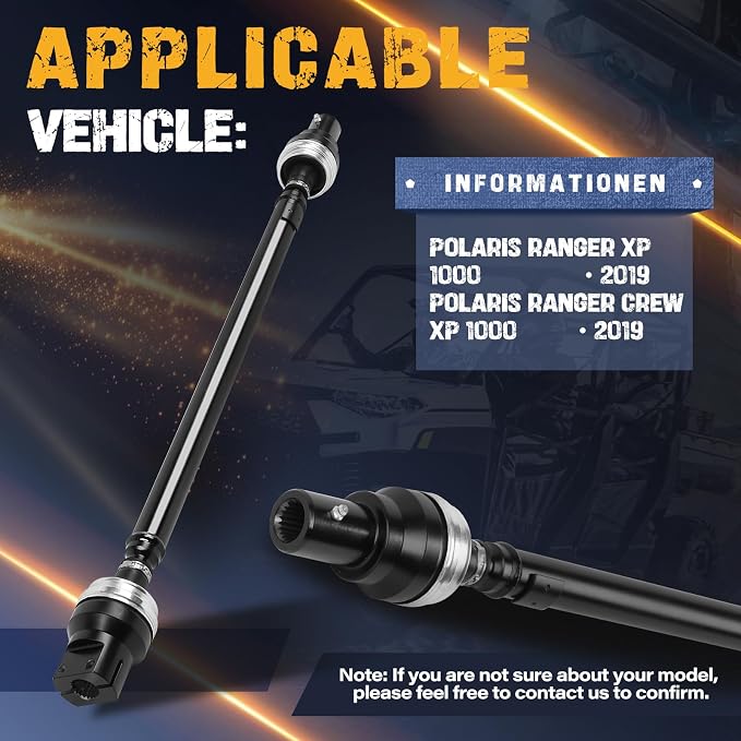 Rear Propeller Drive Shaft Prop Fit for Polaris Ranger XP 1000 2019 | Fit for Polaris Ranger Crew XP 1000 2019, OE 1333924