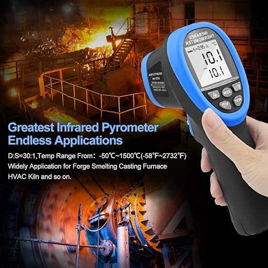 High Temp Infrared Thermometer -58℉~2732℉ Forge Thermometer 30:1 Digital IR Temperature Gauge,Non-Contact Pyrometer for Kiln,Forging,Engine,Industry and Home Repair.