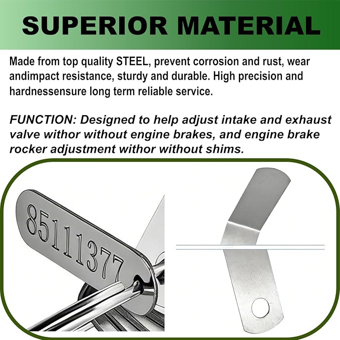 15PCS Feeler Gauge Tool Set - Fit for Volvo Mack MP7 MP8 MP10 D12 D13 D16 Engines Replaces# 88880052 88880053 85111377 Exhaust Valve Adjustment Kit