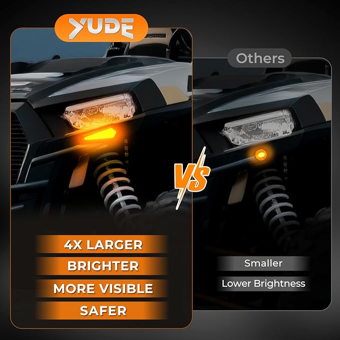 YUDE UTV ATV SXS Turn Signal Kit with 110dB Horn, 4PCS Amber LED Blinker Lights with Rocker Switch, Pre-Wired Plug and Play Street Legal Kit for Polaris Can-Am Kawasaki CFMOTO Yamaha 12V Golf Cart
