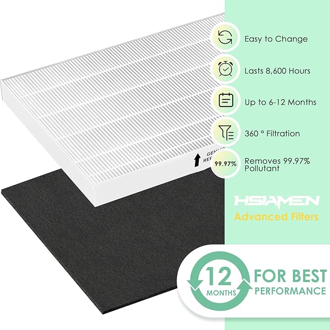 Filter Compatible with Fellowes Aeramax 200 HEPA Filter Replacement Aera Max 190 200 DX55 Part# 9287101 9324101 Air Purifier, Includes 2 True HEPA & 6 Carbon Activated Pre-Filter