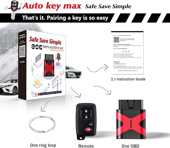 Programmable Keyfob, Replacement Car Keys Fob and DIY Programmer Kit for 2010-2015 Toyota Prius Venza 4Runner Smart Remote HYQ14ACX 271451-5290