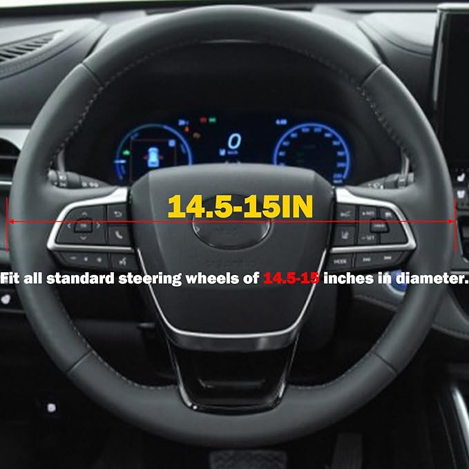 Getaway Car Leather Steering Wheel Cover - 15-inch Universal Microfiber- Soft & Breathable & Silicone Anti Slip Auto Steering Wheel Wrap for Women