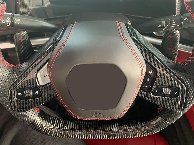 for C8 Corvette Carbon Fiber Steering Wheel Button Trim Accessories for Corvette C8 2020-2026 (Carbon Fiber)