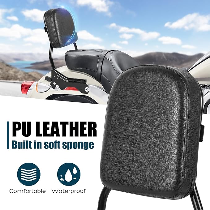 Passenger Upright Backrest Sissy Bar With Backrest Pad Docking Hardware Kit Compatible With For 2018-2025 Harley Softail FLSL FXST Heritage Classic FLHC FLHCS Deluxe FLDE Street Bob FXBB