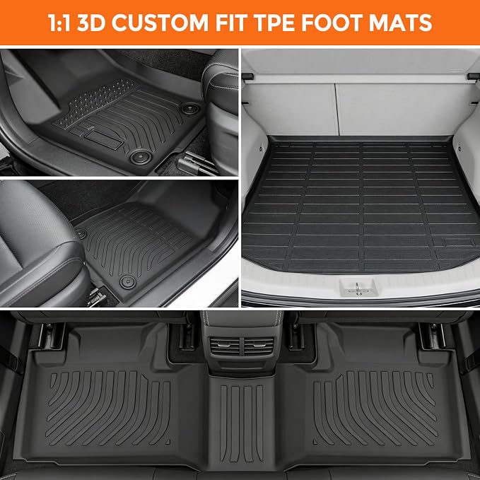 Floor Mats for Jeep Grand Cherokee 2016-2021 & for Jeep Grand Cherokee WK 2022 (Not for L or 4XE), Heavy Duty TPE All Weather Protection, Waterproof Non-Slip Black (Floor Mats & Cargo Liner)