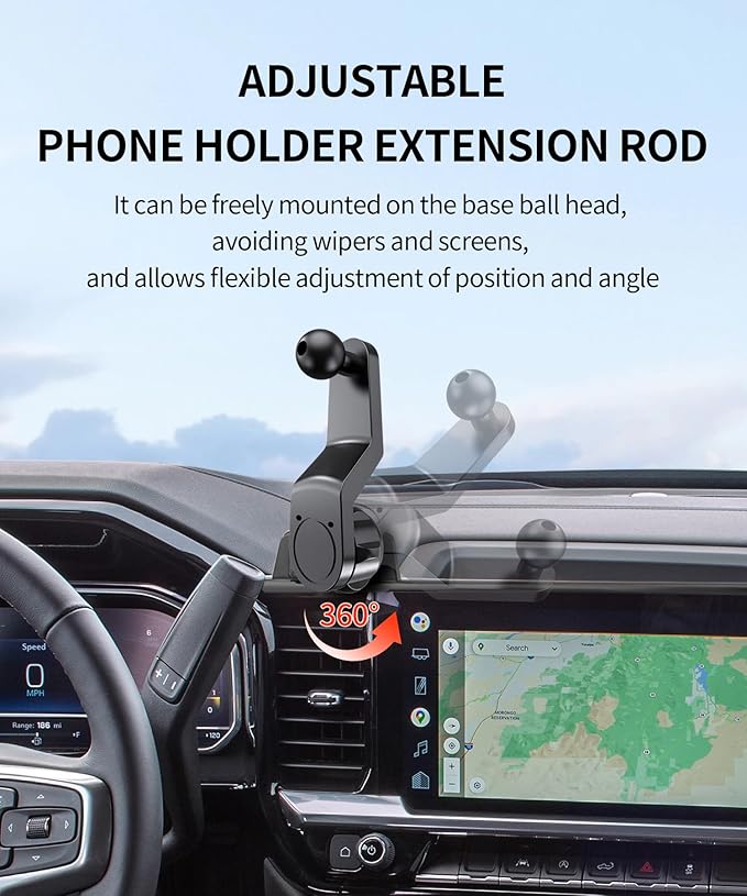 Car Phone Holder for 2022-2026 Chevrolet Silverado 1500/2024-2026 Silverado 2500HD/2023-2025 GMC Sierra 1500 2500HD Accessories 13.4-inch Screen Fixed Clip, 360° Rotation