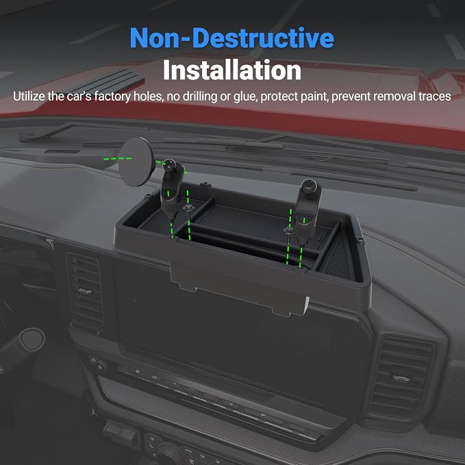 Dashboard Storage Organizer with Phone Mount Compatible with 22-26 Chevy Silverado GMC Sierra 1500 24-26 2500HD 3500HD Dash Storage Tray Replacement for 2022-2026 Chevy Silverado Accessories