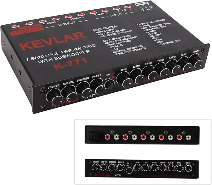 Ecualizador De Sonido Para Carro, Vehicle equalizers Equalizer Car Audio Car Audio Graphic Equalizer Universal Low Pass 7Band Variable Gain Adjustment High Level Input EQ for Stereo System