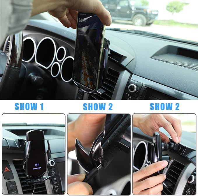 HAPPYHORSE Car Phone Mount Compatible with Toyot@ Tundra/Sequoia 2007-2013 Central Control Navigation Cell Phone Holder Dash Clip Dash Panel Mobile Phone Bracket Stand Accessories (Style C)