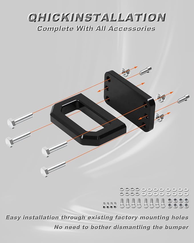 Front Tow Hooks, D-Ring Shackle Compatible with 2003-2018 Ram 2500 3500 2WD & 4WD - Replace OEM 68171791AA, 52020587AB (Black)