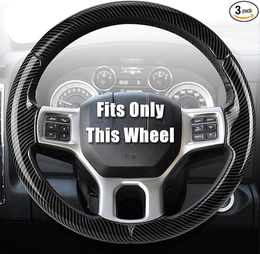 Aimato Customized Steering Wheel Cover for Dodge RAM 1500 2012-2018,RAM 1500 Classic 2019-2023,RAM 2500/3500/4500/5500 2012-2018 Thin,Anti-Slip,Scratch-Resistant Exclusive Car Accessory for RAM