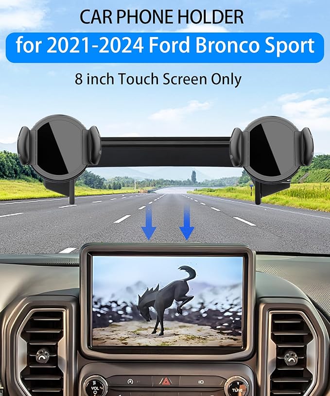 Magnetic Car Phone Mount for Ford Bronco Sport 2021-2024 Accessories, for MagSafe Strong Magnets Cell Phone Holder 8-Inch Touch Screen Cradles, with Portable Phone Gripper 360° Rotation