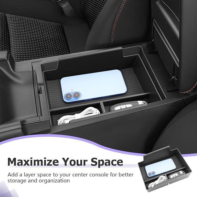 LUWU 2026 Sentra Center Console Organizer Compatible with 2026 Sentra Accessories Armrest Console Organizer Armrest Insert Tray Sentra S/SV/SR/SL 2026 Accessories Black ABS Material