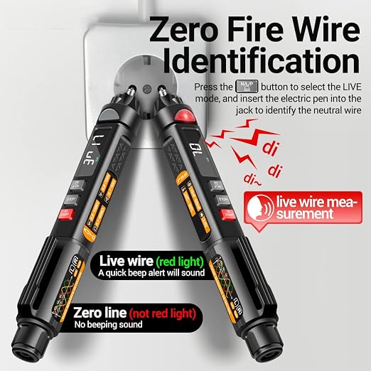 A3009 Mini Pen Multimeter with Voice Broadcast 6000 Counts Voltmeter VA Reverse LCD Display Flash NCV Tester for Vole Resistance acitance Temperature On/Off Diode Phase Sequence