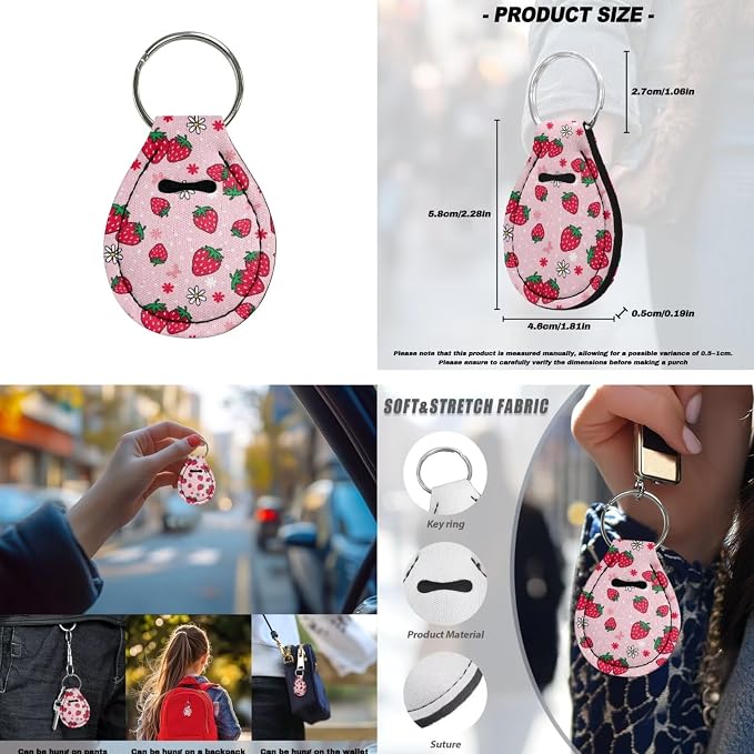 Howilath Strawberries Print Car Seat Cover Full Set with Steering Wheel Pads/Seat Belt Cushion/Keychains/Cup 13 Piece Auto Accessories Universal Fit All Seasons