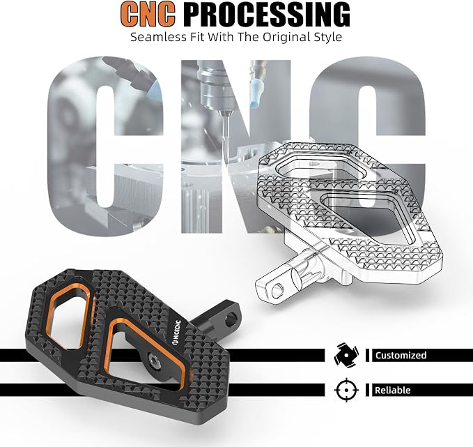NICECNC Orange Rear Enlarged Passenger Footboard Aluminum Foot Pegs Compatible with Harley Road King Special FLHRXS 2017-2024, Replacement for 50208-04, See Fitments