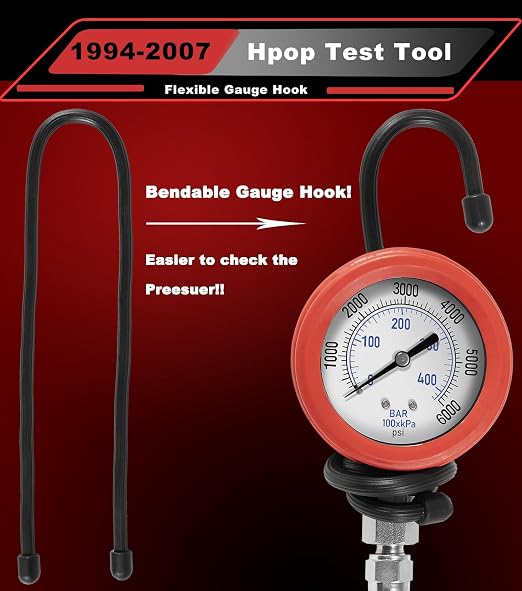 Hpop Test Tool High Pressure & Air Leak Test Gauge Tool Kit for 1994-2007 Ford 6.0L & 7.3L Powerstroke F250 F350 Dual Purpose Test Tool