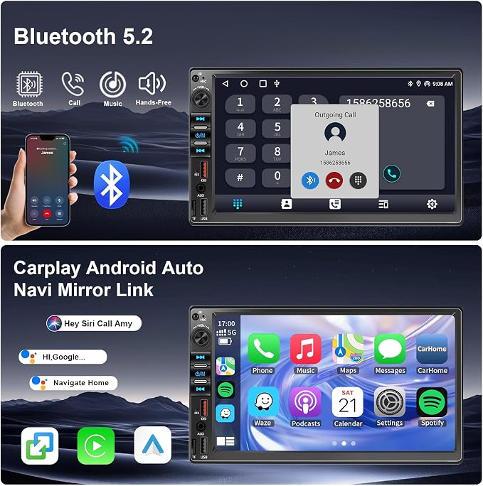 Car Radio Stereo Wireless Carplay Android Auto Navi for Toyota Tacoma Sienna1998-2004/4Runner Camry 1990-2002/Tundra Sequoia 2000 2001 2002/Land Cruiser 1991-2000