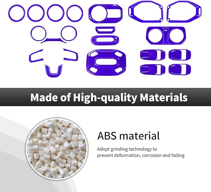 21PCS Purple Interior Trim Kits Fit for 2018-2023 Jeep Wrangler JL JLU & Gladiator JT 4Door Interior Decor Accessories Dashboard AC Headlight Switch Roof Speaker Inner Door Bowl Steering Button Frame