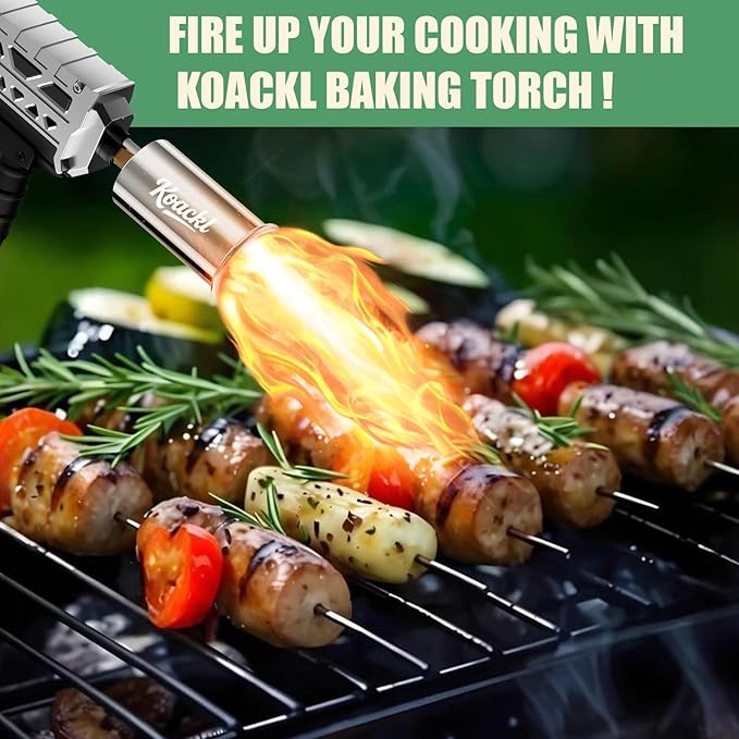 KOACKL Powerful Propane Torch Gun, Kitchen Torch with Adjustable Flame, Flamethrower Blow Torch Gun Gas Welding Kits for BBQ, Searing, Camping & Charcoal Torch Lighter(Tank Not Included)