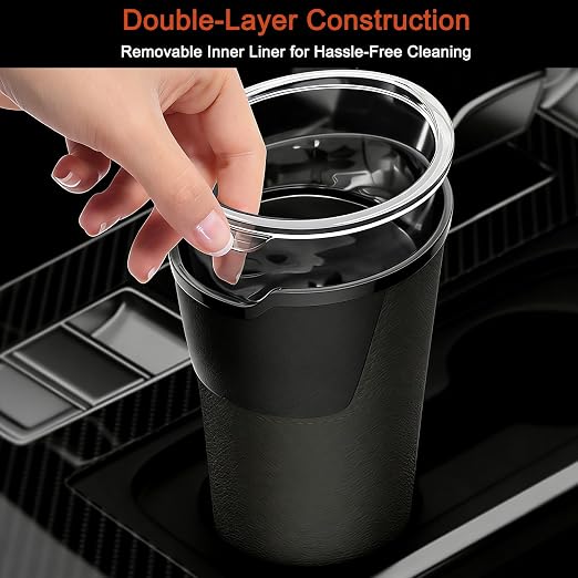 Leakproof Car Trash Can with Removable Liner, Mini Waterproof Car Trash Bin for SUV Truck, Small Auto Garbage Can for Vehicle, Home & Office, Multipurpose, Easy to Clean (Black)