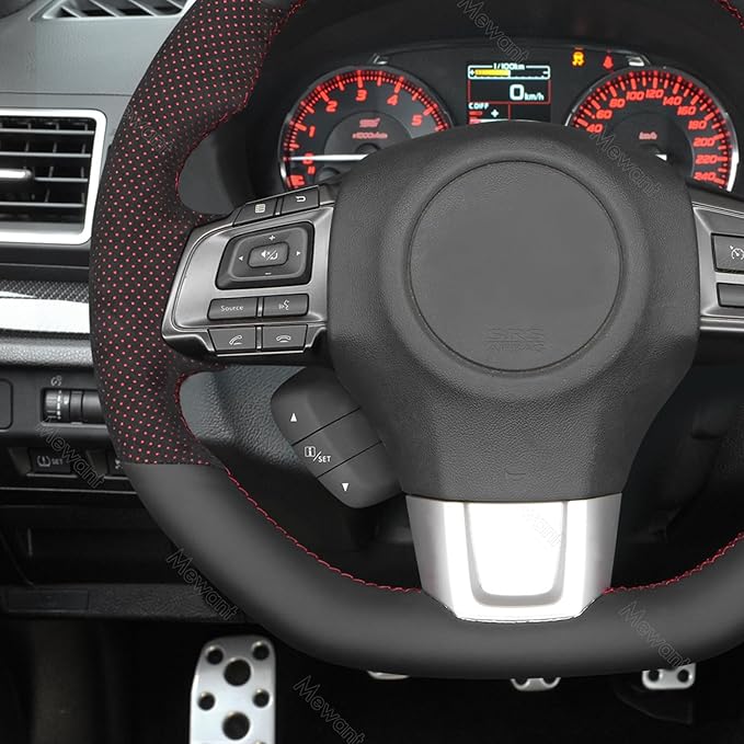 MEWANT Hand Stitched Steering Wheel Cover Wrap for Subaru WRX 2015-2021 / WRX STI 2015-2021 Steering Wheel Accessories