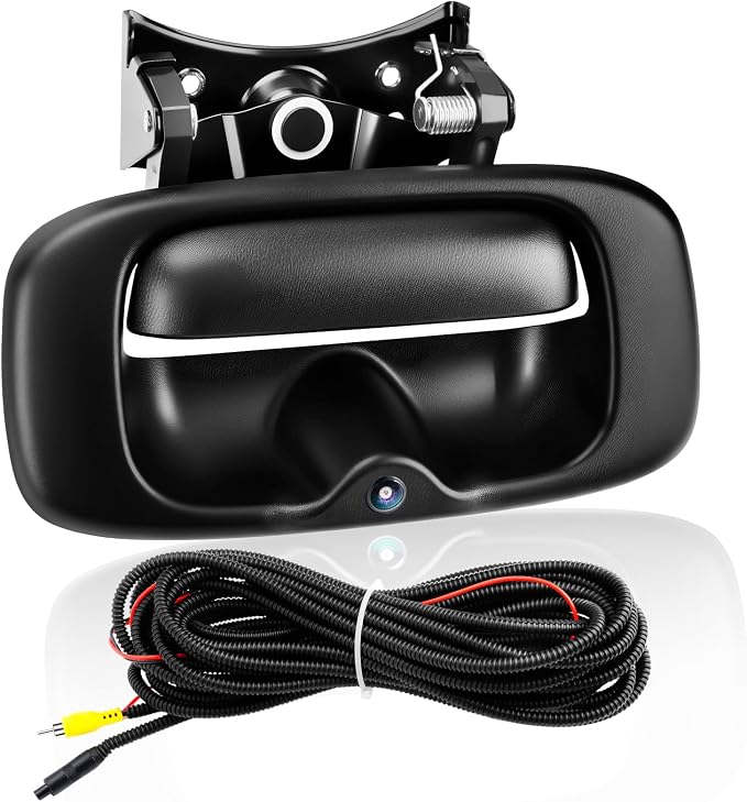 LCWRGS Tailgate Latch Handle Bezel Trim Kit with Backup Camera OE# 15228539 | Fits for 1999-2006 Chevy Silverado GMC Sierra 170° Wide-angle Night Vison Waterproof Easy Installation Rear View Camera