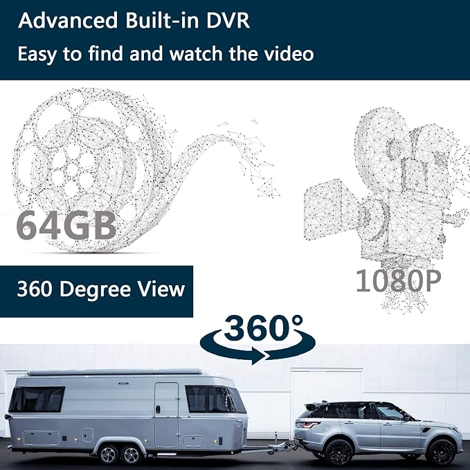 10" 1080P AHD Wired Reverse Rear View Backup Camera System,IP69K Waterproof Night Vision, Vibration-Proof 20G for Tractor/Truck/Excavator/Caravan/Skid Steer/Heavy Equipment