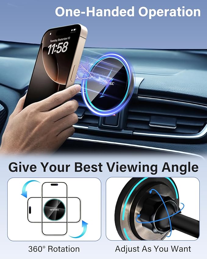 Phone Mount for Toyota RAV4 2019-2024 Premium XLE, Adventure, TRD Off-Road, Limited, Hybrid XSE Accessories Car Magnetic Phone Holder for MagSafe, Strong Magnets Fast Wireless Charger Cell Phone Base