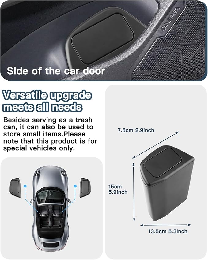 2019-2024 2025 2026 RAV4 Trash Can for Toyota RAV4 2026 Accessories Portable Mini Car Trash Bin with Lid for Storage and Organizer Car Door Garbage Can Compatible with 2019-2025 2026 Toyota RAV4
