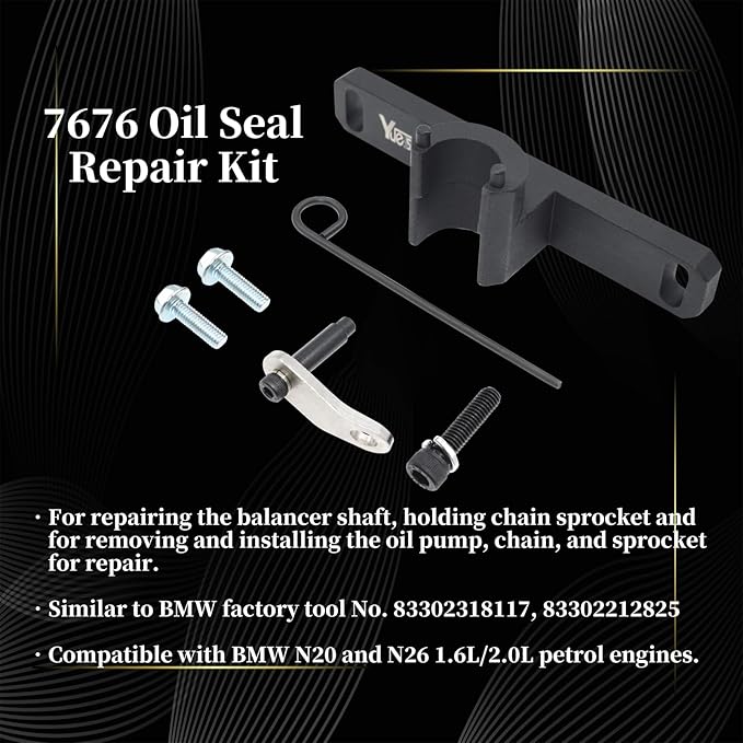 2801 Flywheel Holder Flex Plate Lock Tool & 7676 Oil Seal Repair Kit with Balance Shaft & Oil Pump Alignment Tool Set, Compatible with BMW N20 N26 Engines, with Case & Gloves