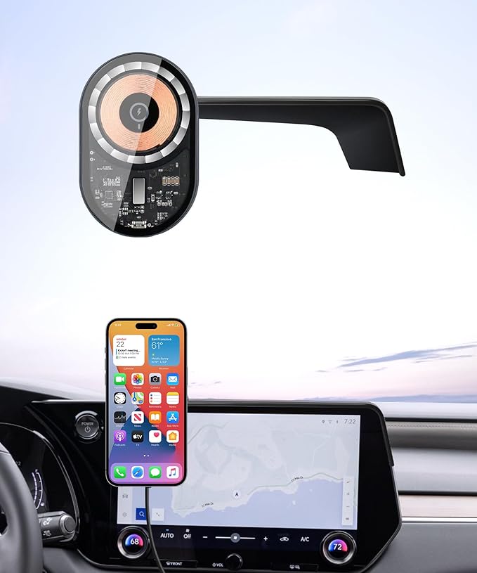 Wireless Charging Car Phone Holder for Lexus RX/RX Hybrid RX350/RX350h/RX450h/RX500h 2023-2026, 14" Screen Fixed Clip, 360° Rotation Car Phone Mount Compatible with MagSafe