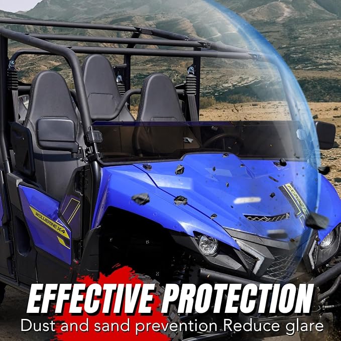 A & UTV PRO Front Half Windshield for Yamaha Wolverine X2/X4 850 2018 2019 2020, Vented Windshield Clear Tough Hard Coated Window Accessories