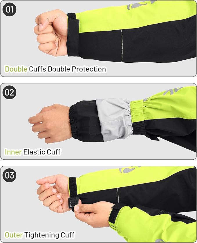 Oumurs Motorcycle Rain Suit For Men & Women Waterproof Motorcycle Rain Gear Fishing Riding Golf Working Bike Hunting Camping Rain Coat, Lightweight Nylon Reflective Rain Jacket Rain Pants