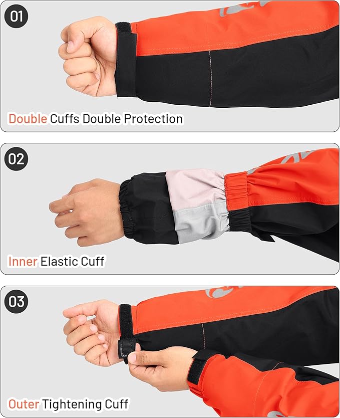 Oumurs Motorcycle Rain Suit - Waterproof Jacket & Pants for Men & Women, Lightweight Nylon, Reflective, Multi-purpose for Riding, Fishing, Golf, Hunting, Camping