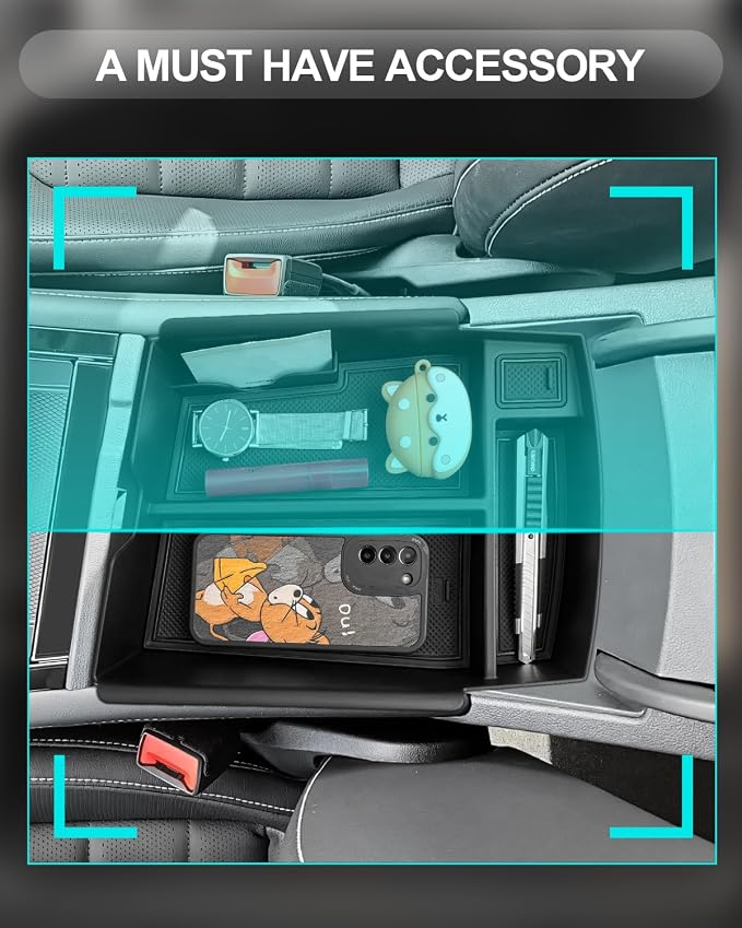 CDEFG for 2024 2025 2026 Atlas Center Console Organizer Tray Compatible with 2024 2025 2026 VW Atlas/Atlas Cross Sport SEL R-Line SE Accessories Middle Console Armrest Storage Box